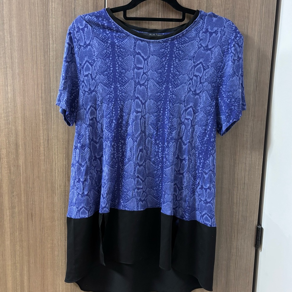 Women’s Blue and Black Snakeskin Elie Tahari Tunic Top